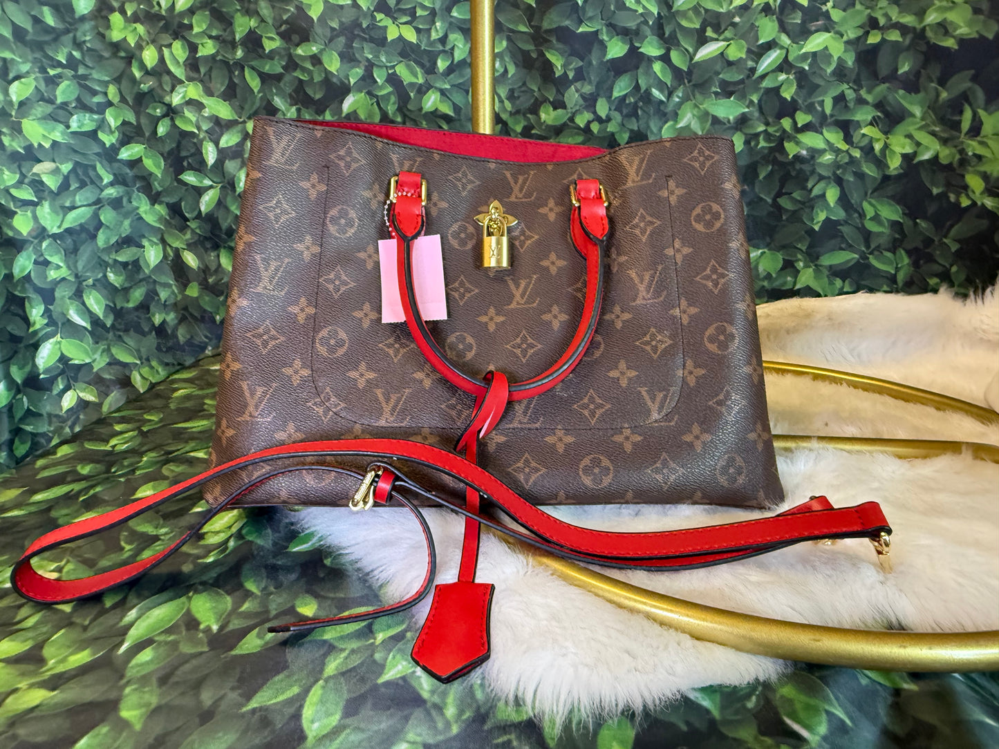 Louis Vuitton flower monogram canvas tote bag Cerise